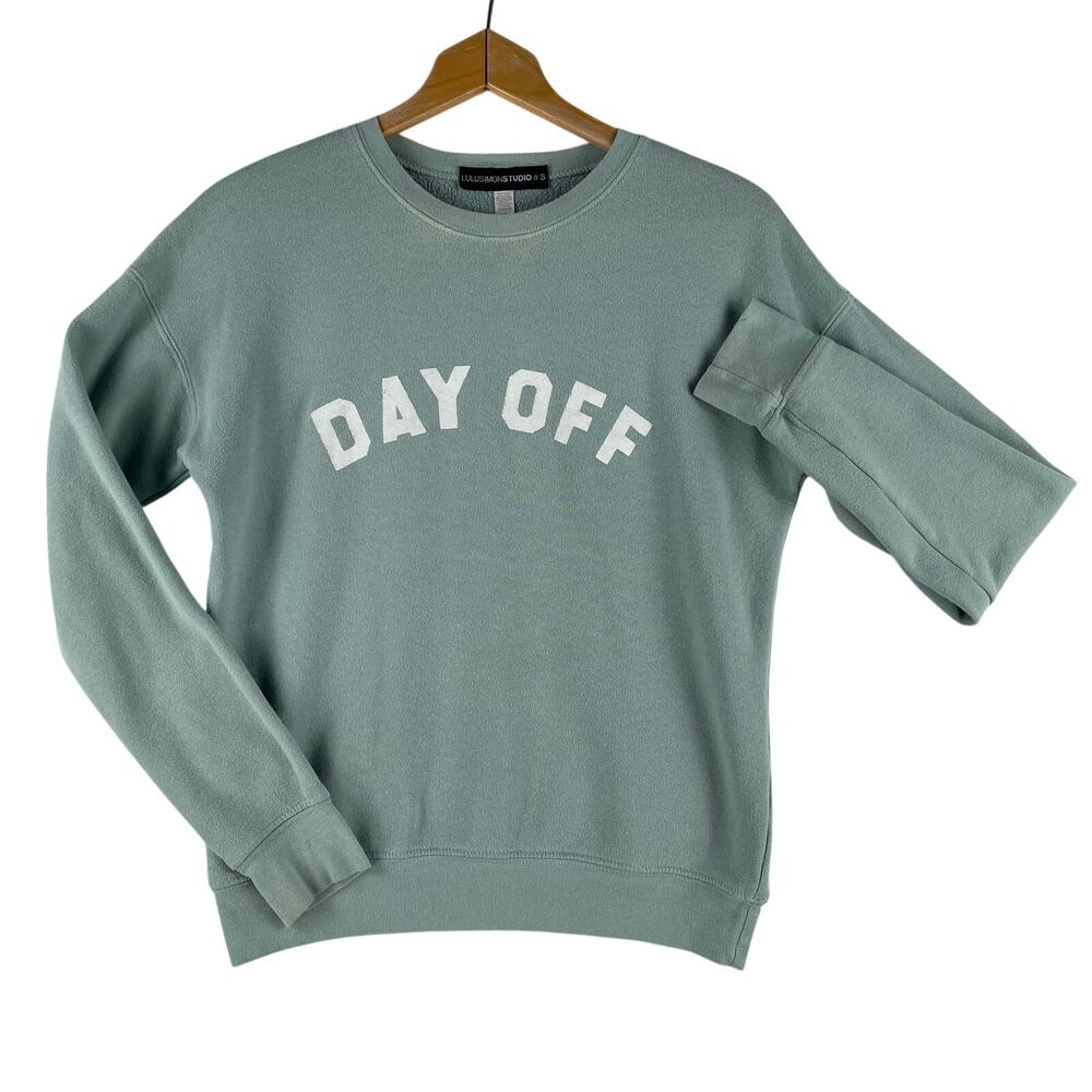 LuluSimonStudio Womens DAY OFF Crewneck Sweatshirt S Sage Green Relaxed Pullover